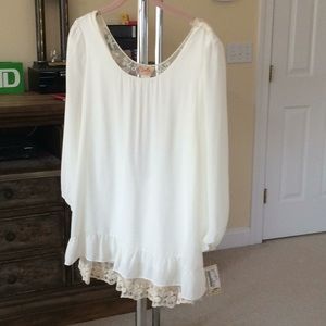 NWT medium ivory and lace blouse